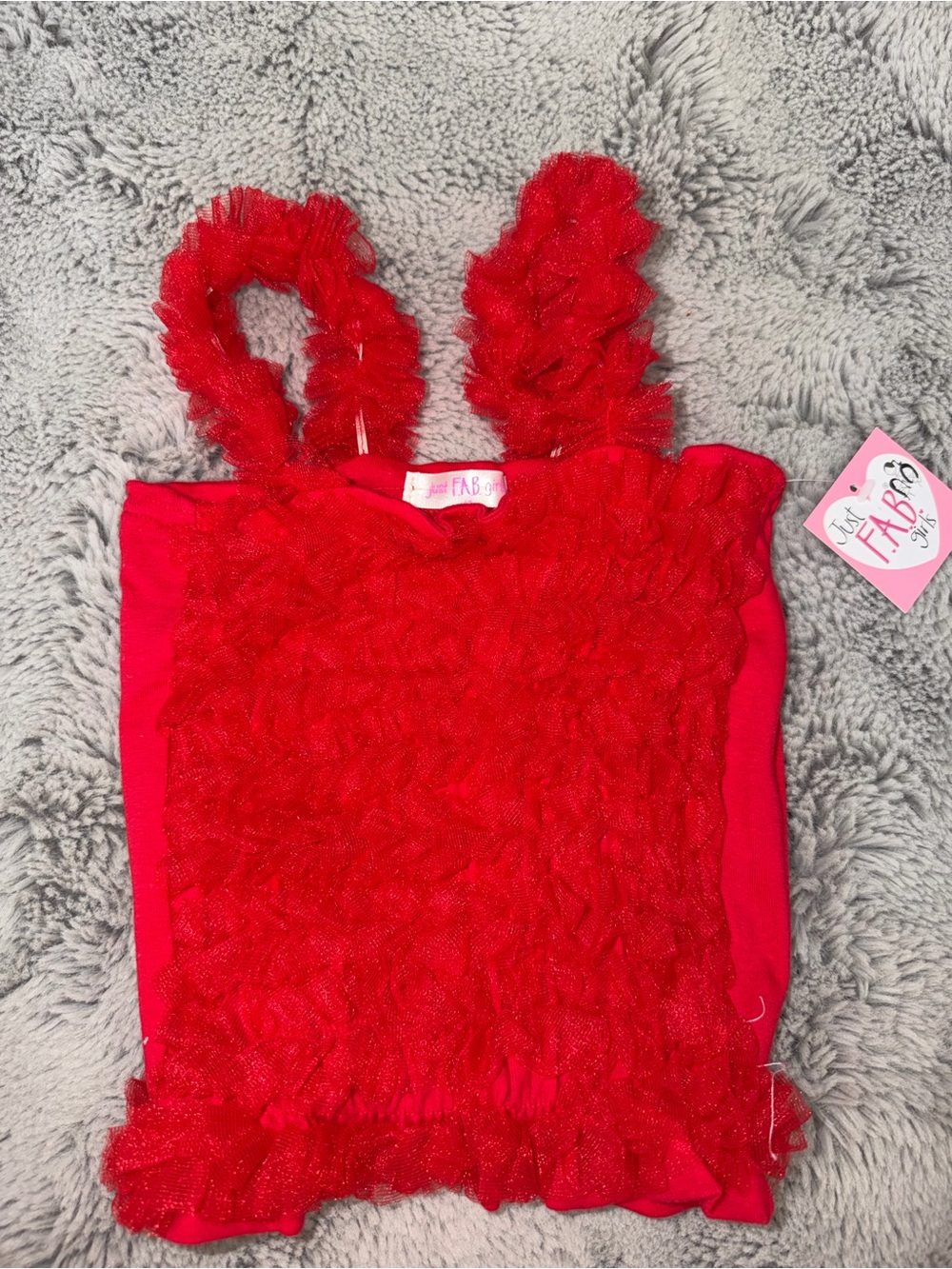 JustFab Red Ruffle Girls Tank with Tulle Straps
